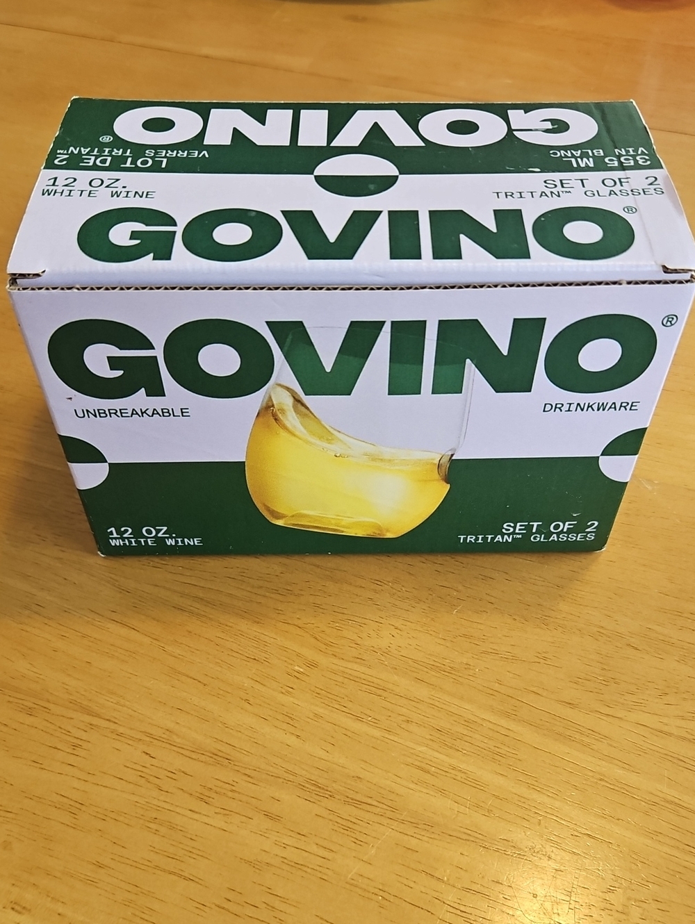 Govino Unbreakable White Wine Glasses - Green Packaging, Set of 2